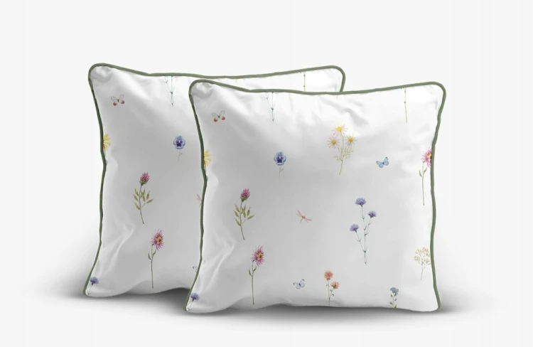Pościel bawełniana 220x200 Perkal + 2x 70x80 Kwiaty Komplet Premium