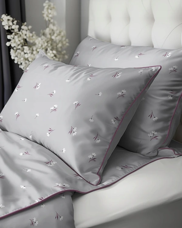 Pościel bawełniana 220x200 Perkal + 2x 70x80 Kwiaty Komplet Premium