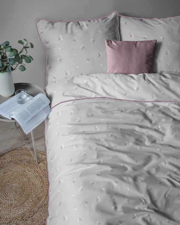 Pościel bawełniana 220x200 Perkal + 2x 70x80 Kwiaty Komplet Premium