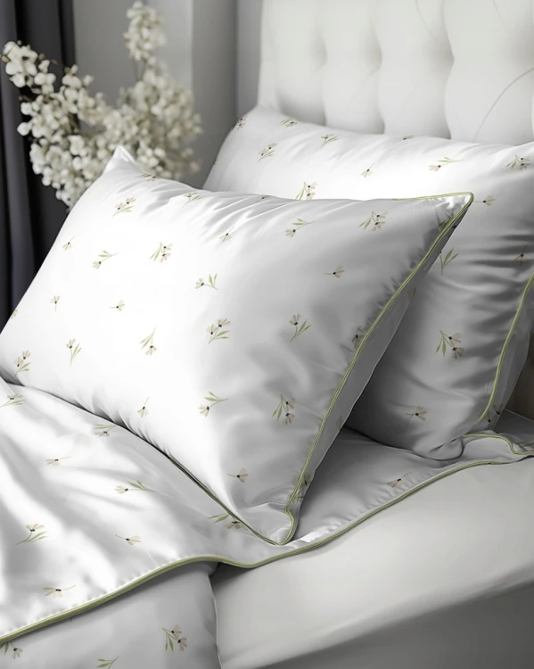 Pościel bawełniana 160x200 Perkal + 2x 70x80 Kwiaty Komplet Premium