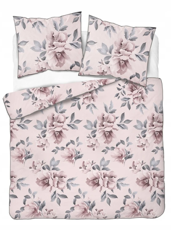 Pościel bawełniana 220x200 Perkal + 2x 70x80 Kwiaty Komplet Premium