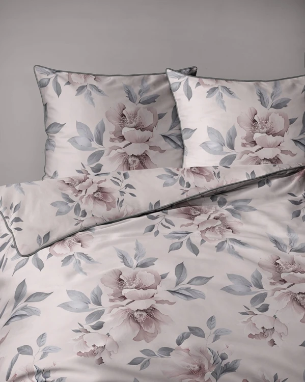 Pościel bawełniana 220x200 Perkal + 2x 70x80 Kwiaty Komplet Premium
