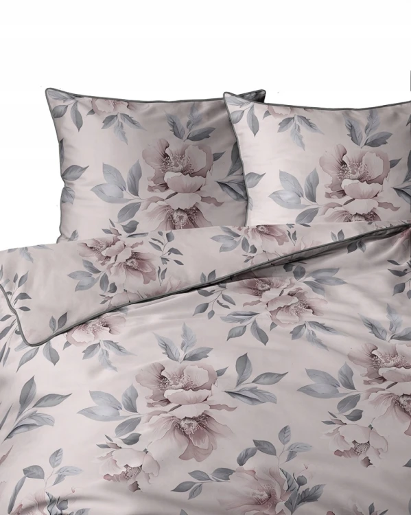 Pościel bawełniana 220x200 Perkal + 2x 70x80 Kwiaty Komplet Premium