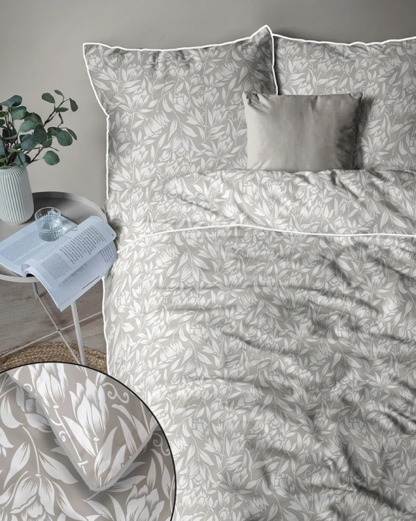 Pościel bawełniana 220x200 Perkal + 2x 70x80 Kwiaty Komplet Premium