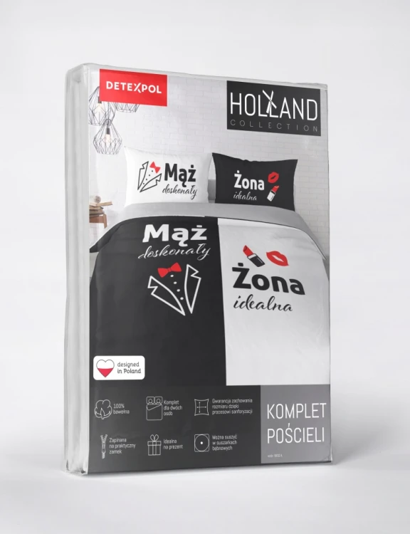 Pościel bawełniana 160x200 Mąż i Żona + 2x 70x80 komplet