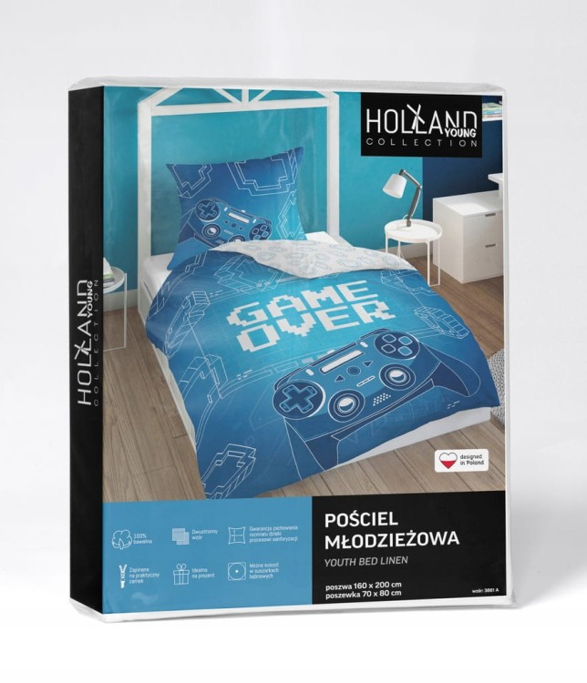 Pościel Dziecięca kołdra140cm x 200cm + 1 x poduszka 70cm x 80cm GAME OVER