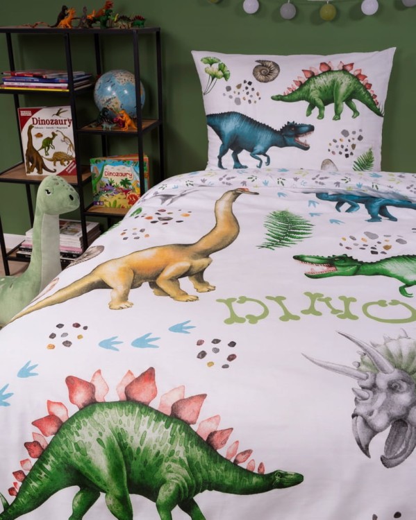 Pościel FLUO kołdra160cm x 200cm + 1 x poduszka 70cm x 80cm DINOZAURY