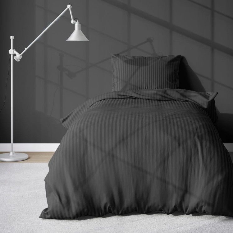 Pościel PURE Czarna, kołdra 180cmx200cm + 2x poduszka 70cmx80cm