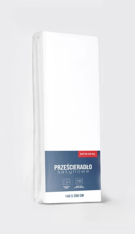 Prześcieradło satynowe z gumką 180cm x 200cm BIAŁY