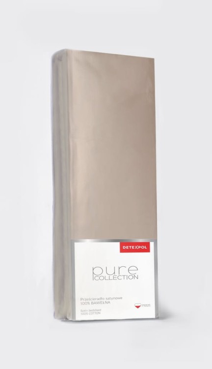 Prześcieradło satynowe BEZ GUMKI PURE 160cm x 200cm taupe