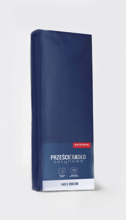 Prześcieradło satynowe z gumką 120cm x 200cm GRANATOWY
