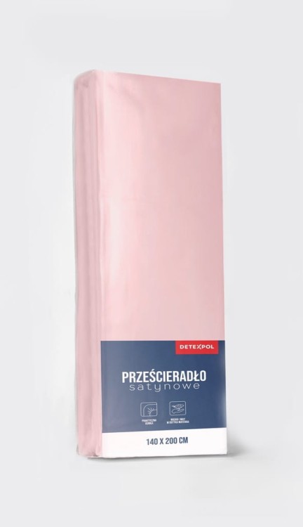 Prześcieradło satynowe z gumką 120cm x 200cm RÓŻOWY
