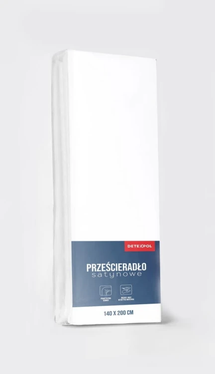 Prześcieradło satynowe z gumką 120cm x 200cm BIAŁY