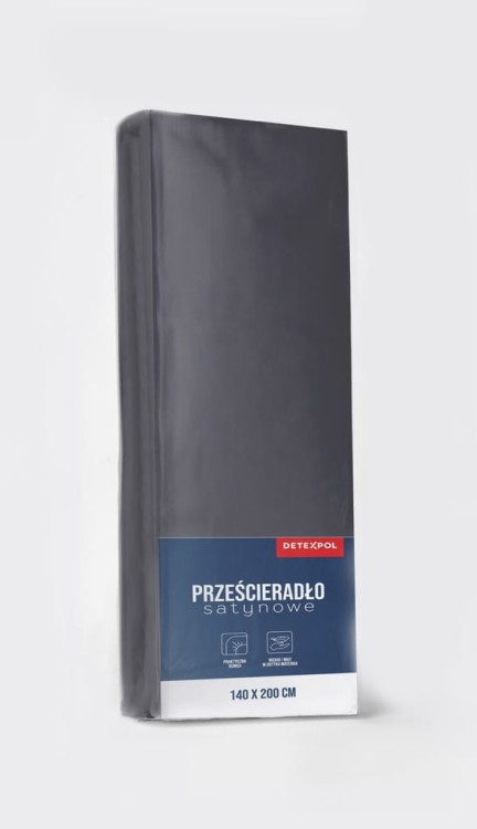 Prześcieradło satynowe z gumką 140cm x 200cm GRAFITOWY