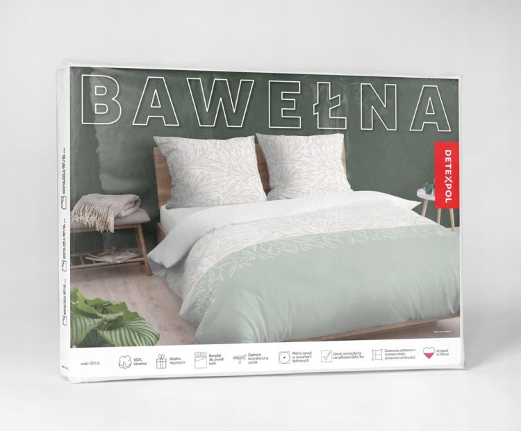 Pościel BAWEŁNA, kołdra 220cm x 200cm + 2x poduszka 70cm x 80cm LIŚCIE