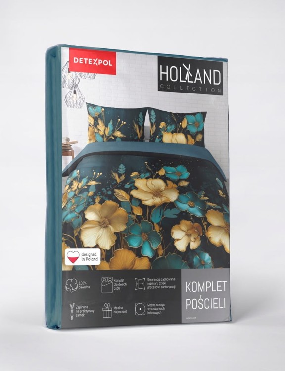 Pościel BAWEŁNA kołdra 220cm x 200cm + 2 x poduszka 70cm x 80cm KWIATY