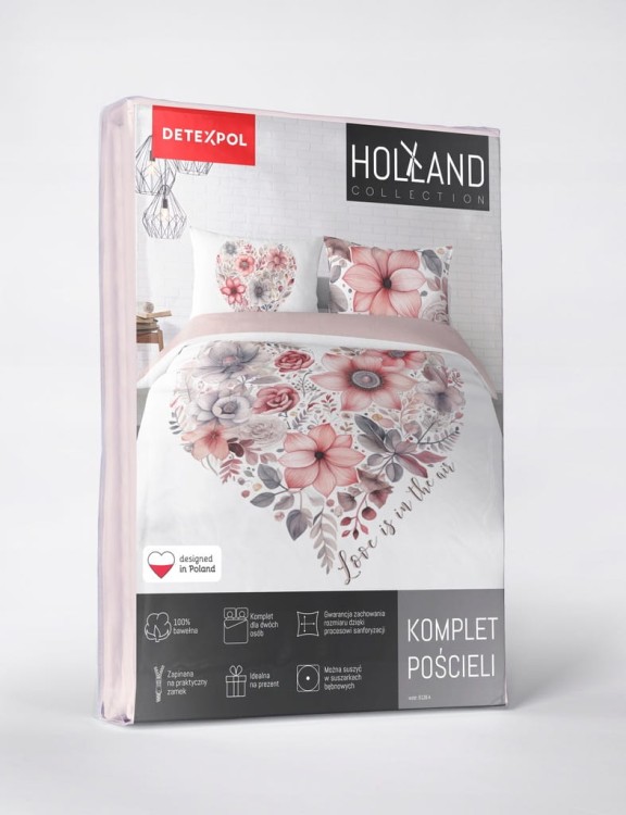 Pościel BAWEŁNA kołdra 160cm x 200 + 2 x poduszka 70x80cm SERCE