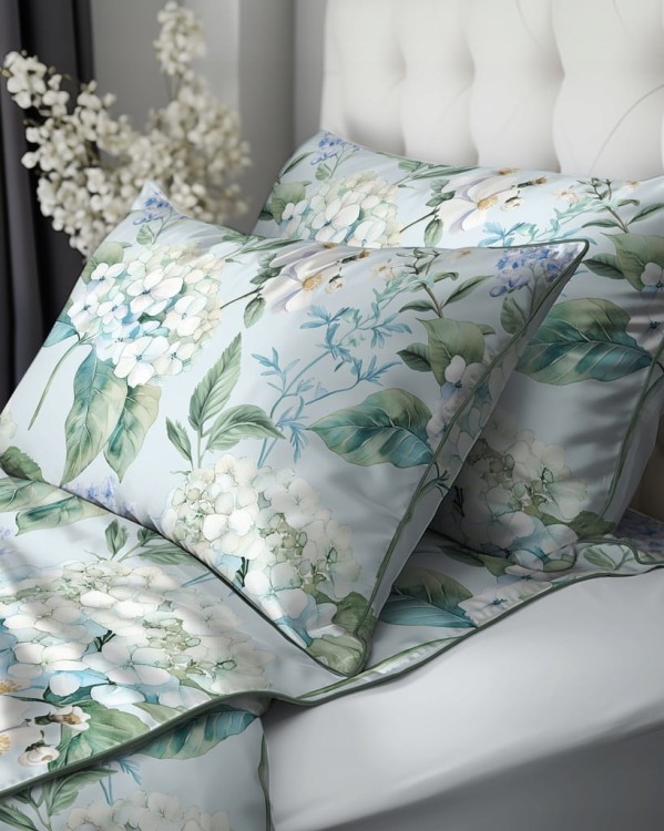 Pościel bawełniana 220x200 Perkal + 2x 70x80 Kwiaty Komplet Premium
