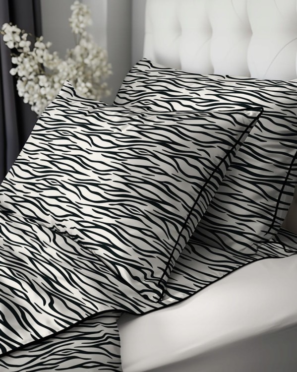 Pościel bawełniana perkal 220x200 + 2x 70x80 komplet premium wzór zebra