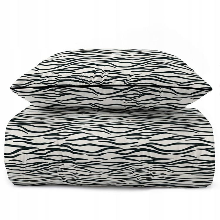 Pościel bawełniana perkal 220x200 + 2x 70x80 komplet premium wzór zebra