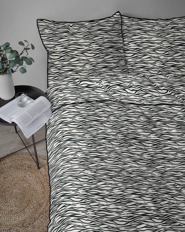 Pościel bawełniana perkal 220x200 + 2x 70x80 komplet premium wzór zebra