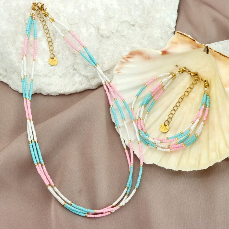 Bransoletka MIYUKI Różowa YVON Antyalergiczna z Pudełkiem Gratis