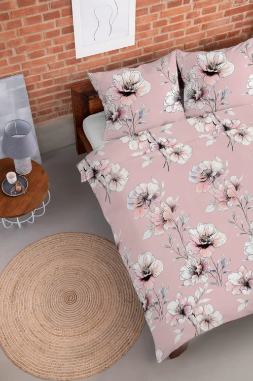 Pościel FLANELA, kołdra 160cm x 200cm + 2x poduszka 70cmx 80cm Kwiaty