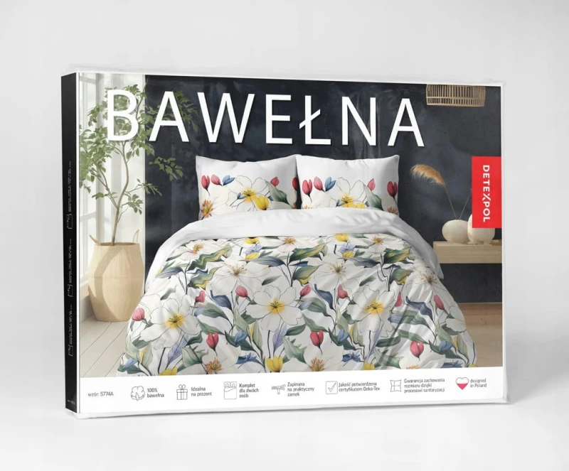 Pościel Bawełniana 160x200 + 2x70x80 Komplet 3cz 100% Bawełna