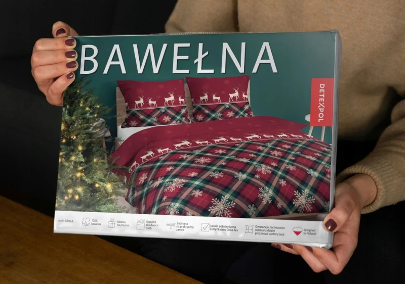Pościel 160x200 100% Bawełna 3cz – Świąteczna Renifery