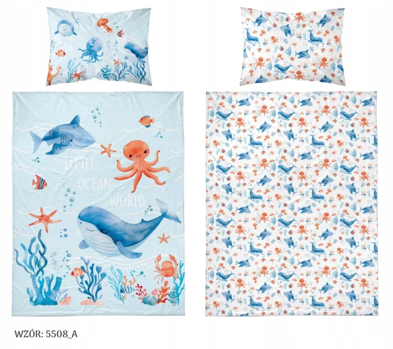 Pościel niemowlęca Bawełniana 90cm x 120cm Świat Oceanu