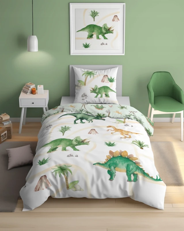 Pościel MŁODZIEŻOWA kołdra140cm x 200cm + 1xpoduszka 70cm x 80cm Dinozaur