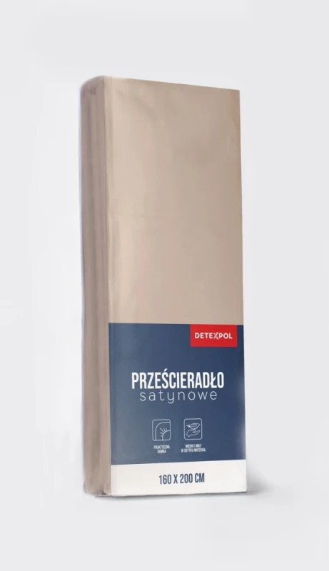 Prześcieradło satynowe z gumką 160cm x 200cm TAUPE