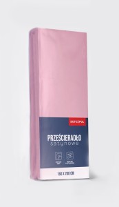 Prześcieradło satynowe z gumką 220cm x 200cm PASTELOWY RÓŻOWY