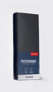 Prześcieradło satynowe z gumką 220cm x 200cm CZARNE