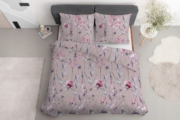 Pościel bawełniana Kwiaty 220x200 + 2 poszewki 70x80 100% bawełna