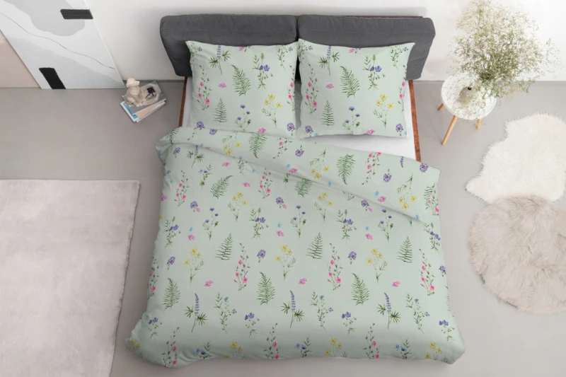 Pościel bawełniana Kwiaty 220x200 + 2 poszewki 70x80 100% bawełna