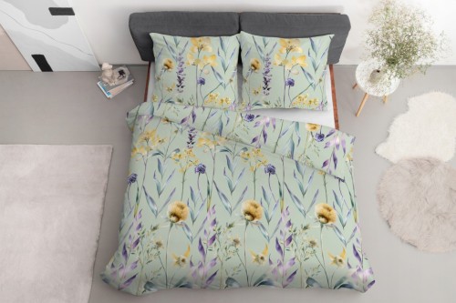 Pościel bawełniana Kwiaty 220x200 + 2 poszewki 70x80 100% bawełna