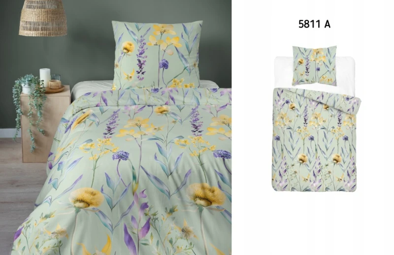 Pościel bawełniana Kwiaty 220x200 + 2 poszewki 70x80 100% bawełna