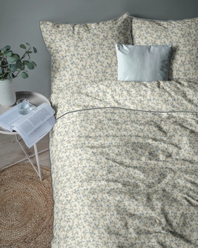 Pościel bawełniana 220x200 Perkal + 2x 70x80 Kwiaty Komplet Premium