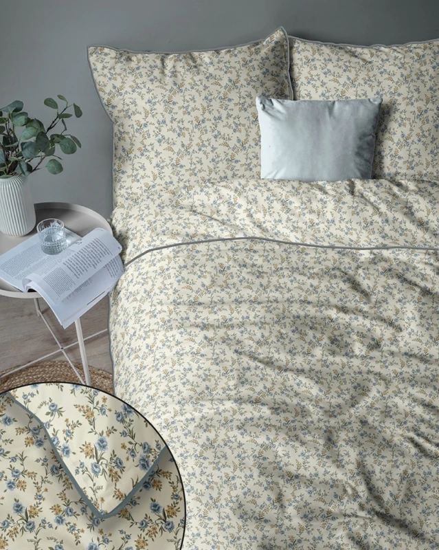Pościel bawełniana 220x200 Perkal + 2x 70x80 Kwiaty Komplet Premium