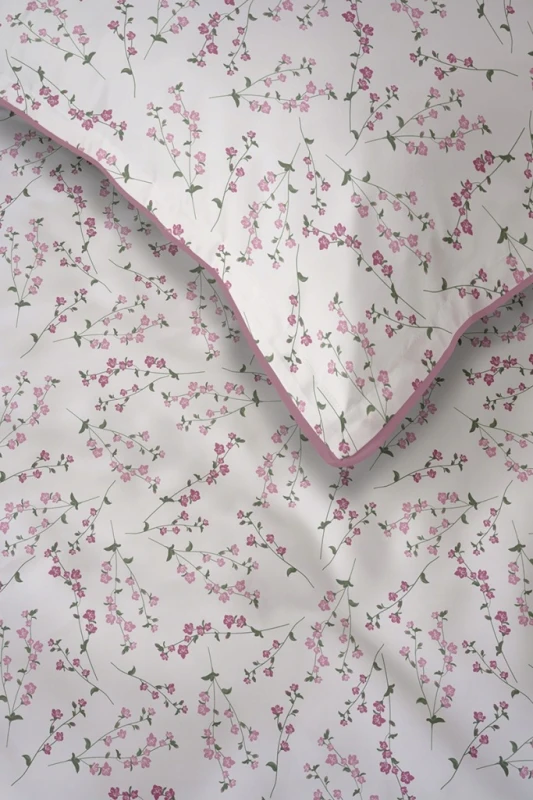 Pościel bawełniana 220x200 Perkal + 2x 70x80 Kwiaty Komplet Premium