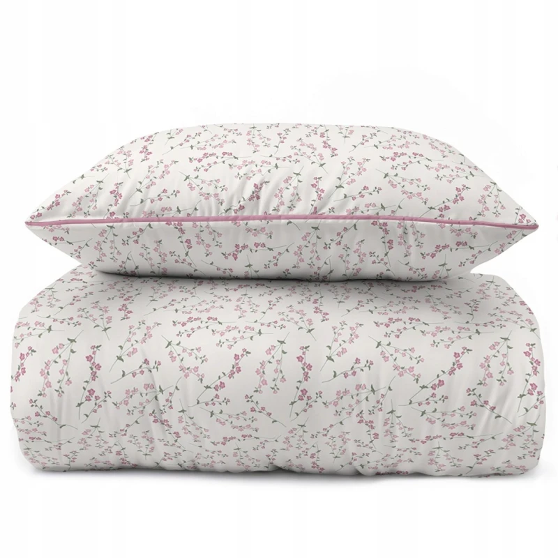 Pościel bawełniana 220x200 Perkal + 2x 70x80 Kwiaty Komplet Premium