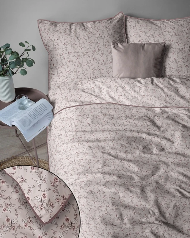 Pościel bawełniana 220x200 Perkal + 2x 70x80 Kwiaty Komplet Premium