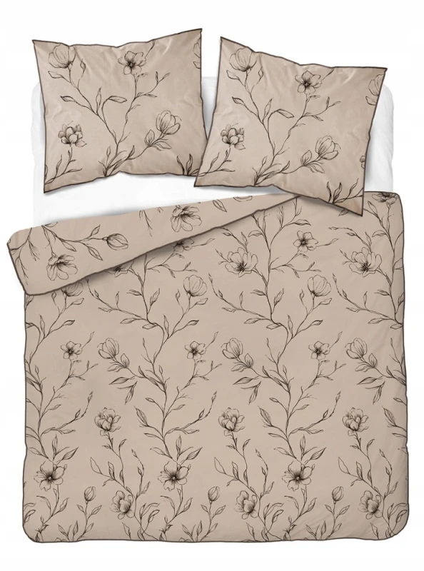 Pościel bawełniana 220x200 Perkal + 2x 70x80 Kwiaty Komplet Premium