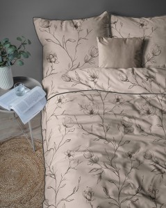 Pościel bawełniana 220x200 Perkal + 2x 70x80 Kwiaty Komplet Premium