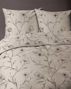 Pościel bawełniana 220x200 Perkal + 2x 70x80 Kwiaty Komplet Premium