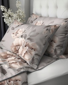 Pościel bawełniana 220x200 Perkal + 2x 70x80 Kwiaty Komplet Premium