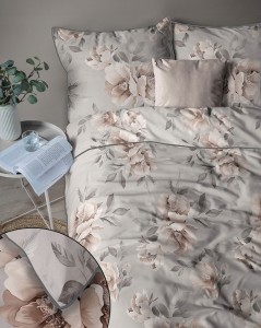 Pościel bawełniana 220x200 Perkal + 2x 70x80 Kwiaty Komplet Premium