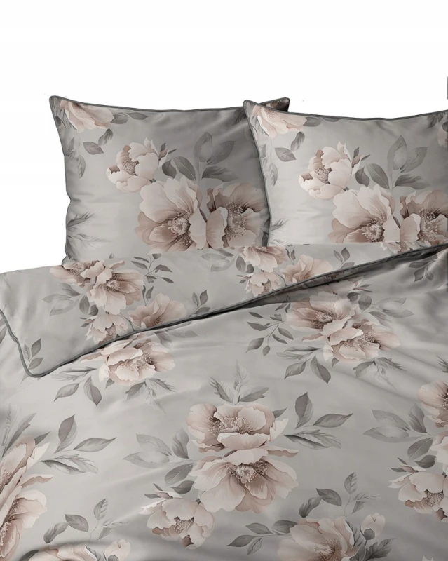 Pościel bawełniana 220x200 Perkal + 2x 70x80 Kwiaty Komplet Premium