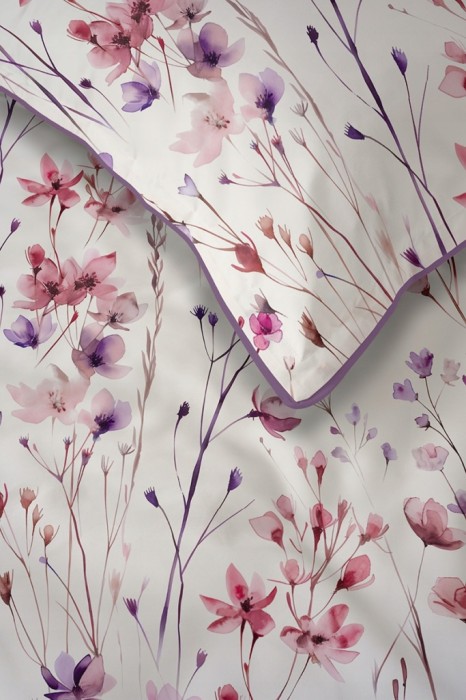 Pościel bawełniana 220x200 Perkal + 2x 70x80 Kwiaty Komplet Premium